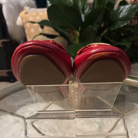 Michael Kors Red Leather Loafers with Gold Logo - Picture 9 of 9